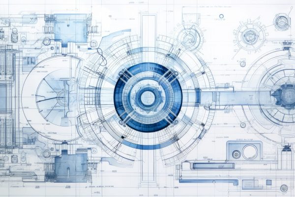 Schematic drawings of parts mechanical engineering Background, industrial texture, rounded, analog, blueprints wallpaper.